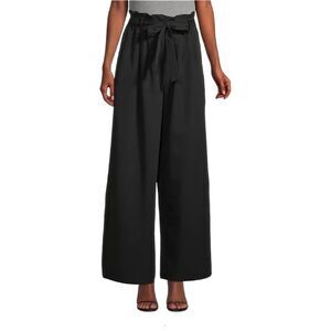 BCBGMAXAZRIA Tahlia The Paper Bag Wide Leg Linen Blend Pant, Dark Gray/B…